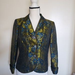 Green Blue Floral Jeweled Paule Vasseur Jacket